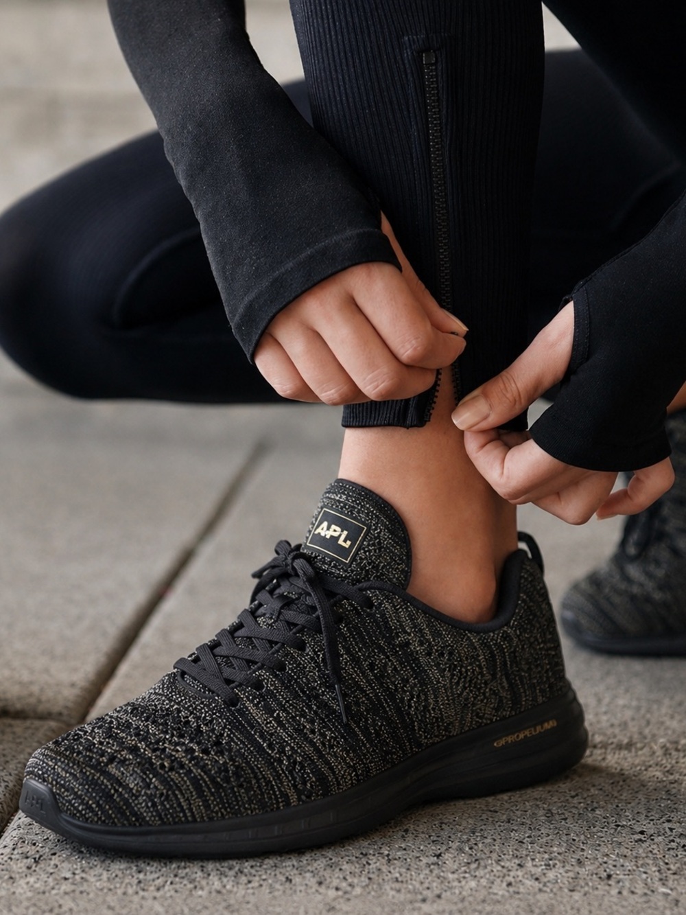 APL Black Knit Athletic Sneakers